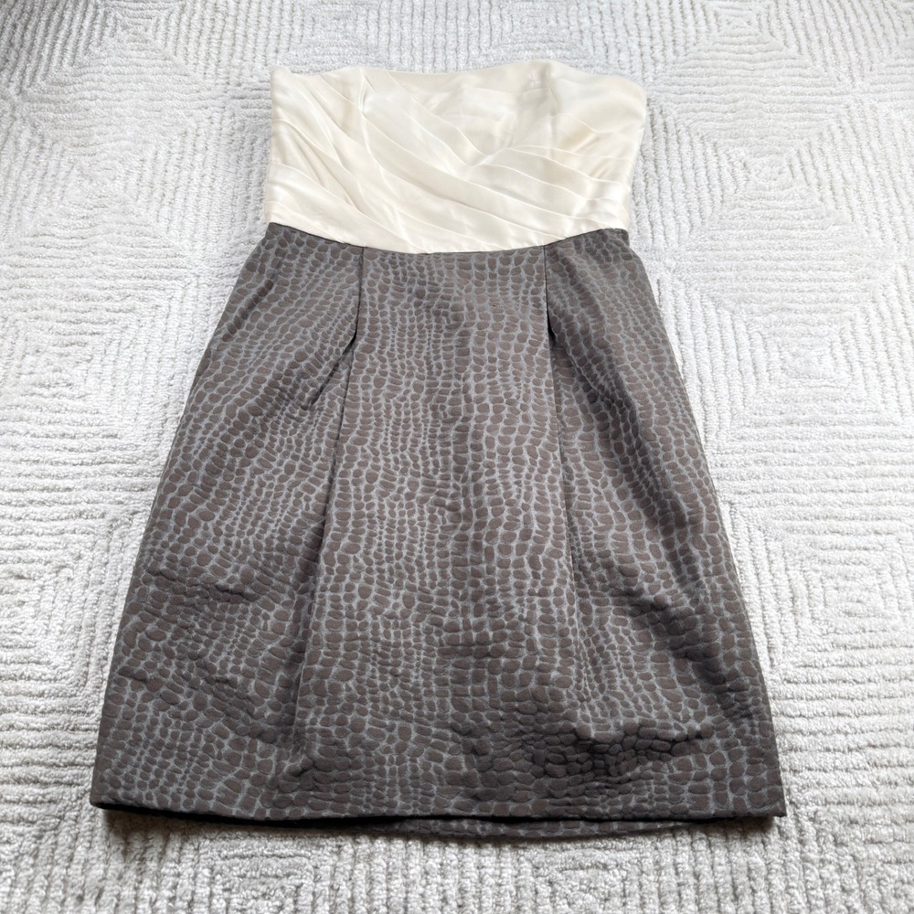Max and Cleo Strapless Cocktail Dress Women's 6 Brown Cream Party Chic Y2K